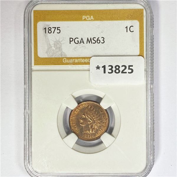 1875 Indian Head Cent PGA MS63
