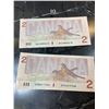Image 2 : 2x 1986 $2 Canadian Bills