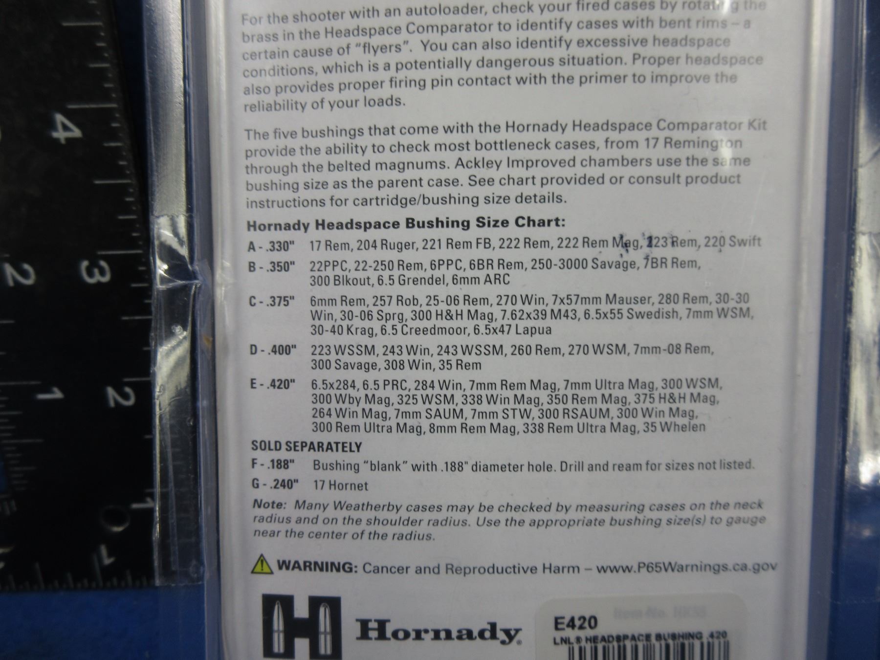 Hornady LockNLoad Headspace Gauge 5 Bushing Set