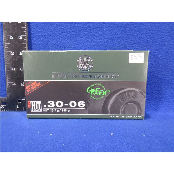 30-06 165gr RWS Hit Bullet Cartridges - Sealed box of 20