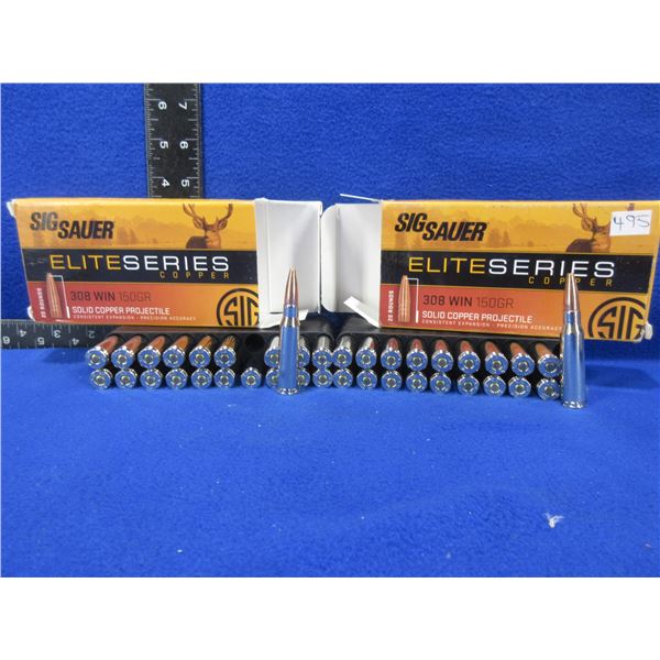 308 Win. 150gr Solid Copper Projectile Sig Sauer Cartridges