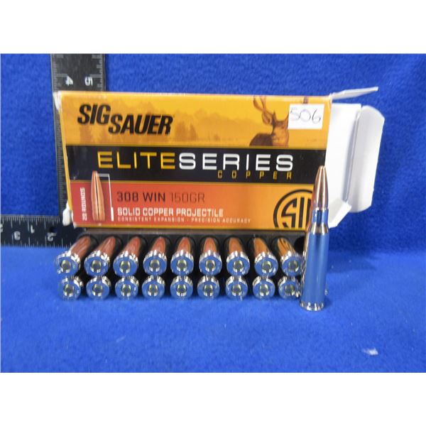 308 Win. 150gr Solid Copper Projectile Sig Sauer Cartridges