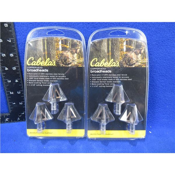 NEW - Cabela's Copperhead Broadheads - 2 Packs of 3