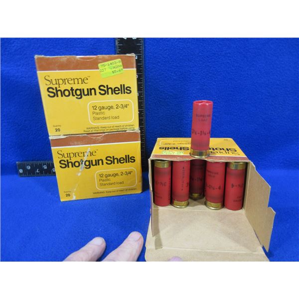 Supreme 12 Ga 2 3/4 #4 Shot Standard Load 3 Boxes of 20