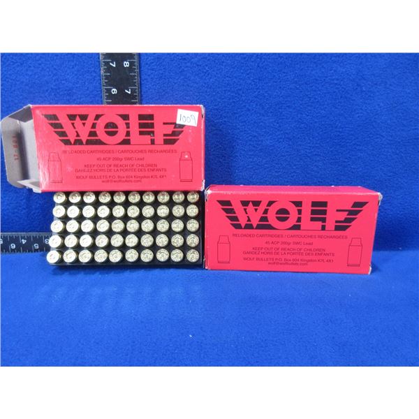 45 ACP 200gr SWC Lead Factory Reloads by Wolf