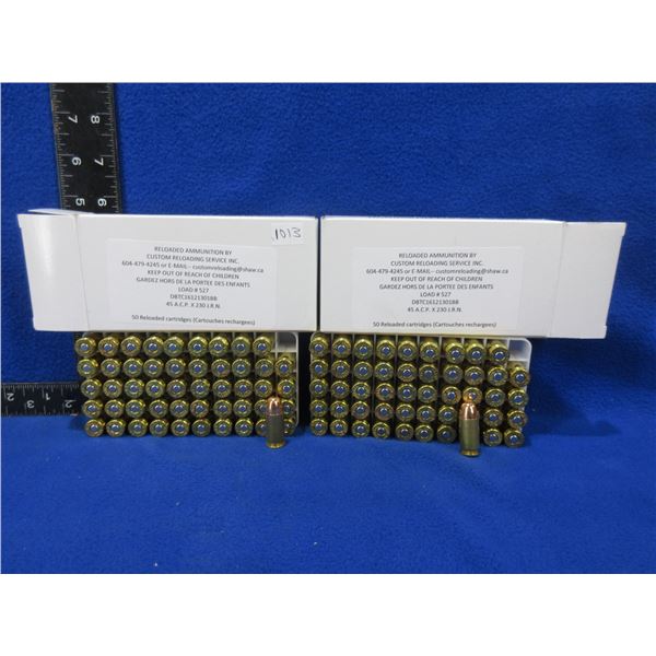 45 ACP X 230 JRN Factory Reloads by Custom Reloading