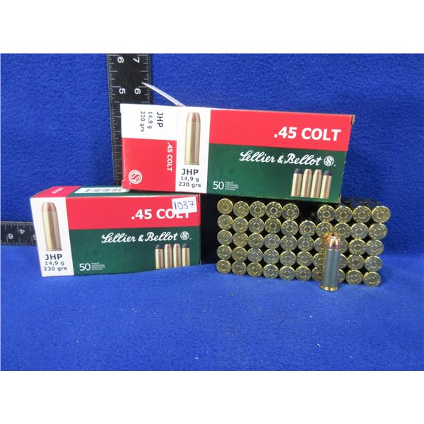 45 Colt 230gr JHP Sellier & Bellot Cartridges - 2 Boxes of 50