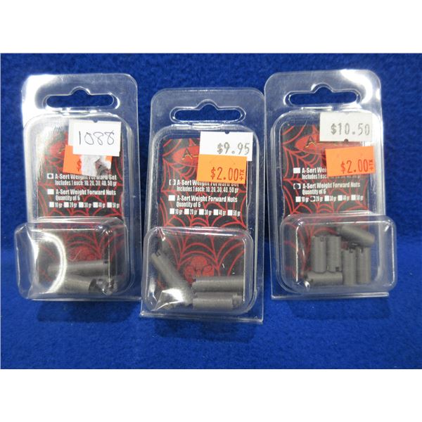 NEW - A-Sert Weight Forward Nuts - 2 Packs of 5 (10, 20, 30, 40 and 50 Grain), 1 Pack of 6 (20 Grain