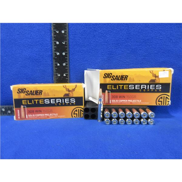 308 Win. 150gr Sig Sauer Solid Copper Projectile Cartridges