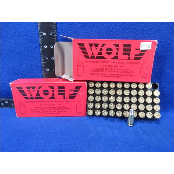 45 ACP 200gr SWC Lead Factory Reloads by Wolf