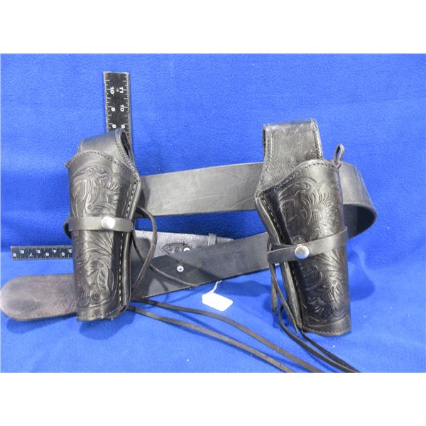 Leather Double Holster with 50" Leather Belt