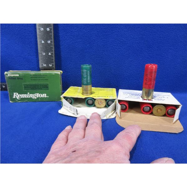 12 Ga 2 3/4" Rifled Slugs - 3 Boxes of 5 - 2 Rem., 1 Western