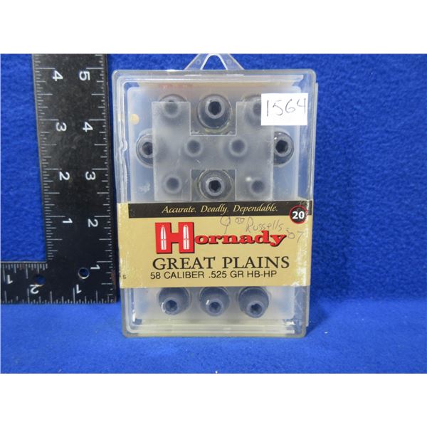 58 Cal. .525 GR HB-HP Hornady Great Plains Bullets