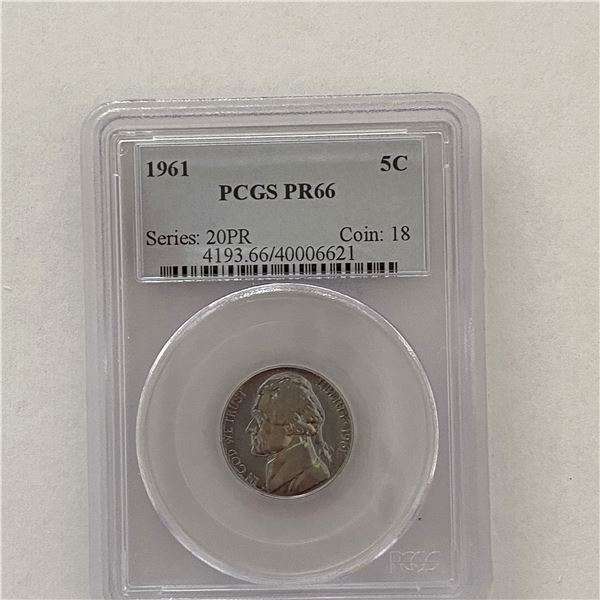 1961 Jefferson 5 Cents. PCGS PR66.