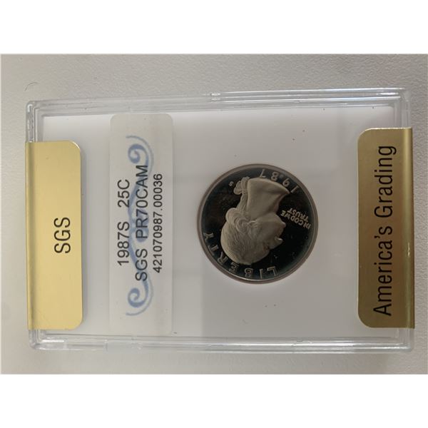 1987-S 25C SGS PR70CAM