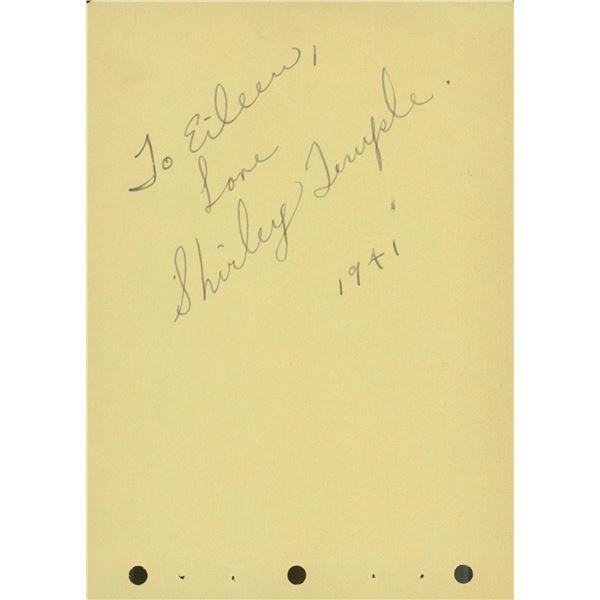 Shirley Temple signed note