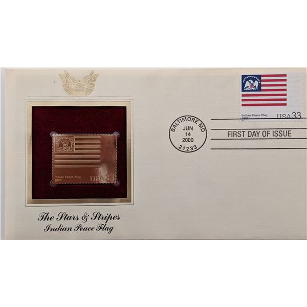 The Stars and Stripes Indian Peace Flag - Gold Stamp Replica First Day Cover