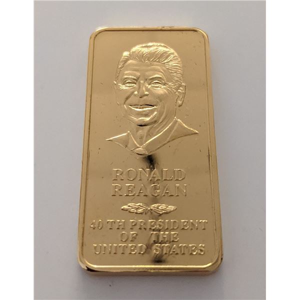 Ronald Reagan Danbury Mint Presidential 24k GP Bronze Ingot