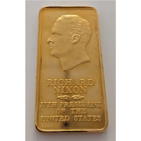 Richard Nixon Danbury Mint Presidential 24k GP Bronze Ingot