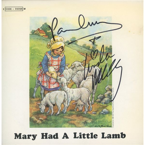 Paul and Linda McCartney signed  Mary Had a Little Lamb record