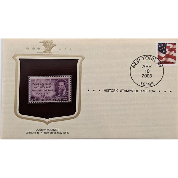 Joseph Pulitzer Historic Stamps of America Fist Day Cover