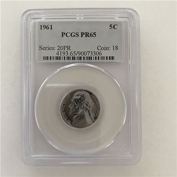 1961 Jefferson 5 Cents. PCGS PR65