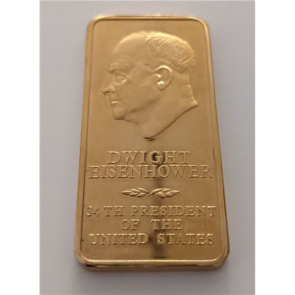 Dwight Eisenhower Danbury Mint Presidential 24k GP Bronze Ingot