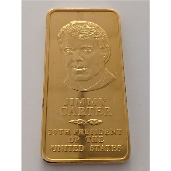 Jimmy Carter Danbury Mint Presidential 24k GP Bronze Ingot
