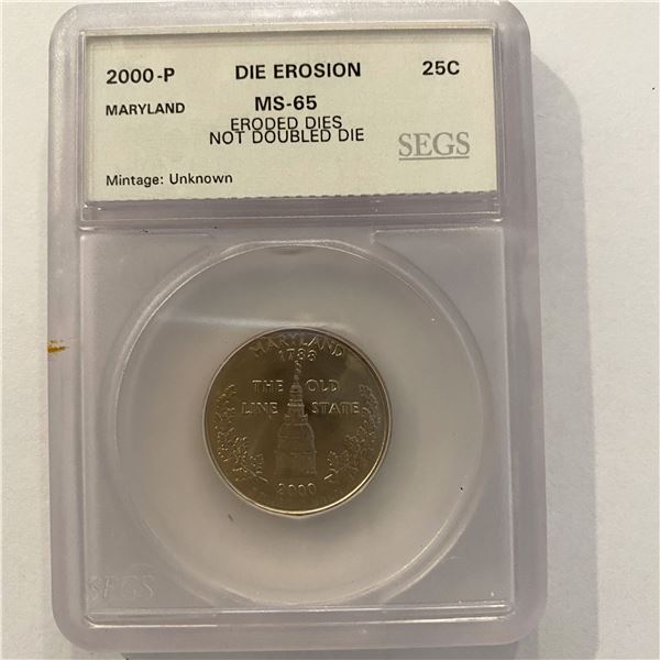 Rare 2000-P 25c Maryland State Quarter - MS-65