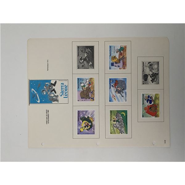 Walt Disney Mickey & Friends Space Ark Fantasy Stamp Sheet.  Sierra Leone