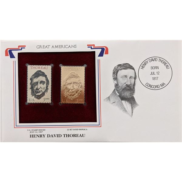 Great Americans Henry David Thoreau - 22k Gold Stamp Replica First Day Cover