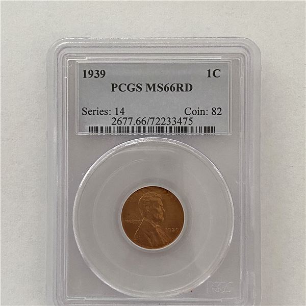 1939 Lincoln Cent. PCGS MS66RD. Series 14