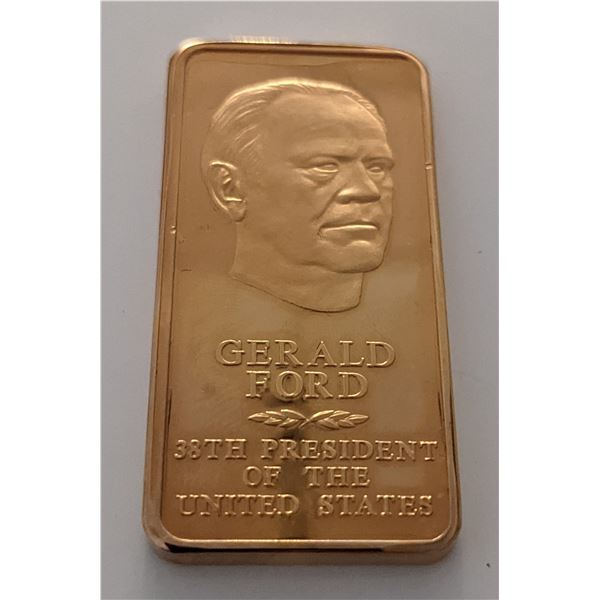 Gerald Ford Danbury Mint Presidential 24k GP Bronze Ingot
