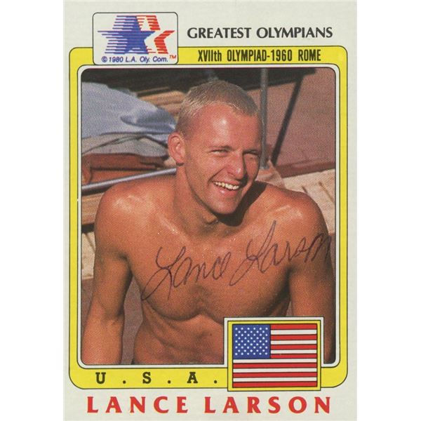 Olympian Lance Larson signed trading card