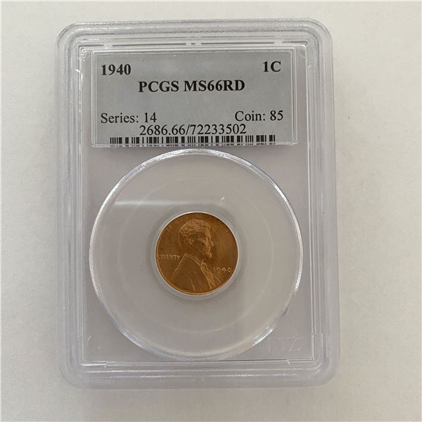1940 Lincoln Cent. PCGS MS66RD