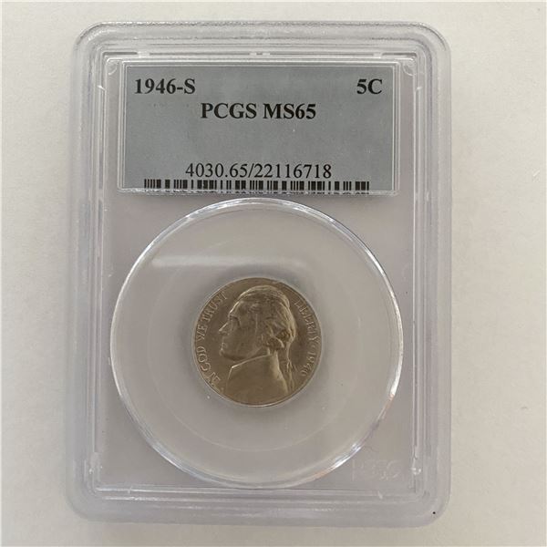 1946-S 5c Jefferson Nickel - PCGS MS65