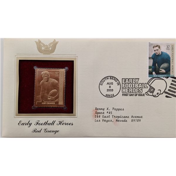 Early Football Heroes Red Grange - Gold Stamp Replica First Day Cover