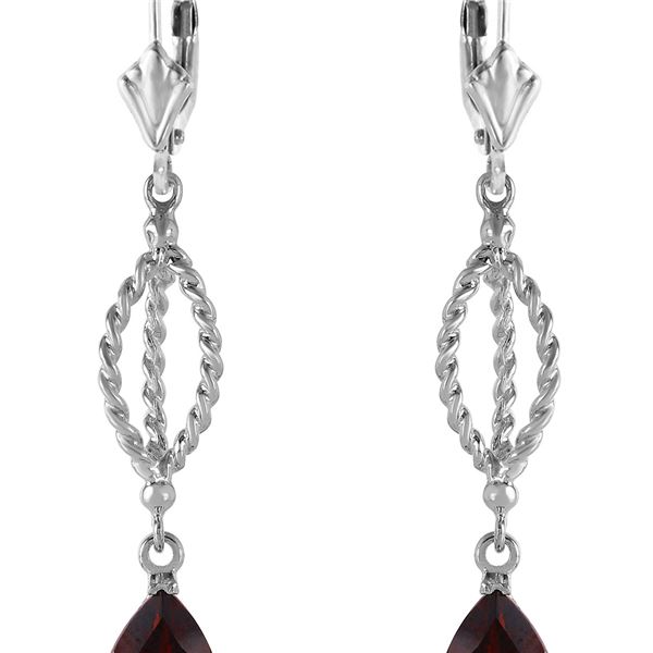 Genuine 3 ctw Garnet Earrings 14KT White Gold - REF-45H5X