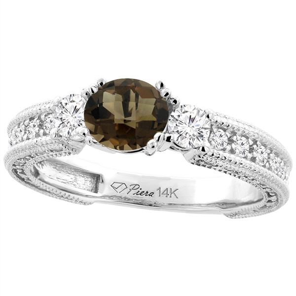 1.55 CTW Quartz & Diamond Ring 14K White Gold - REF-85N5Y