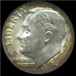 1947D Roosevelt Dime Graded PCGS MS66 with FB (COI-4778)