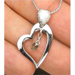 16.17ct   Heart Green Sapphire White Gold Vermeil Necklace Pendant 16" (JEW-1265)