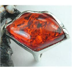 94ct Baltic Amber White Gold Vermeil Ring (JEW-1347)