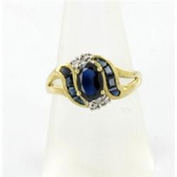 1.8ct Ceylon Blue Sapphire & Diamond 10k Gold Ladies Ring (JEW-1472)