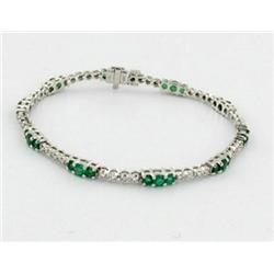 4+ct Clear Colombian Emerald & Diamond 18k White Gold Bracelet (JEW-1478)