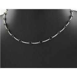 7+ct Blue Sapphire & Diamond 14k White Gold Necklace $15000+ (JEW-1481)