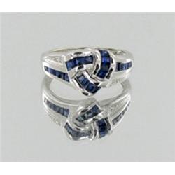 1.6ct Ceylon Blue Sapphire & Diamond 14k White Gold Ladies Ring (JEW-1500)