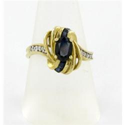 1.3ct Ceylon Blue Sapphire & Diamond 10k Gold Ladies Ring (JEW-1515)