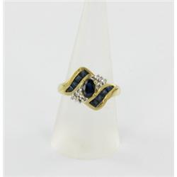 1.5ct Ceylon Blue Sapphire & Diamond 10k Gold Ladies Ring (JEW-285)