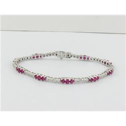 4+ct Pink Ruby & Diamond 18k White Gold Bracelet $11000+ (JEW-339)