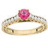Image 1 : 0.86 CTW Pink Topaz & Diamond Ring 14K Yellow Gold - REF-62R4H